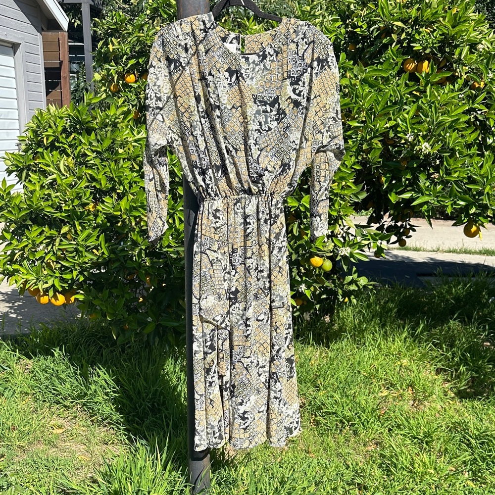 Vintage Spencer Alexis  Long Sleeve Patterned Dress 90s